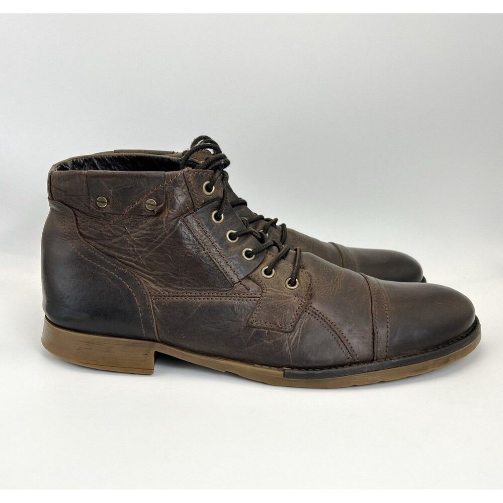 Bull Boxer Brosus Ankle Boots Mens 13 Brown Leather Lace Up Cap Toe Distressed